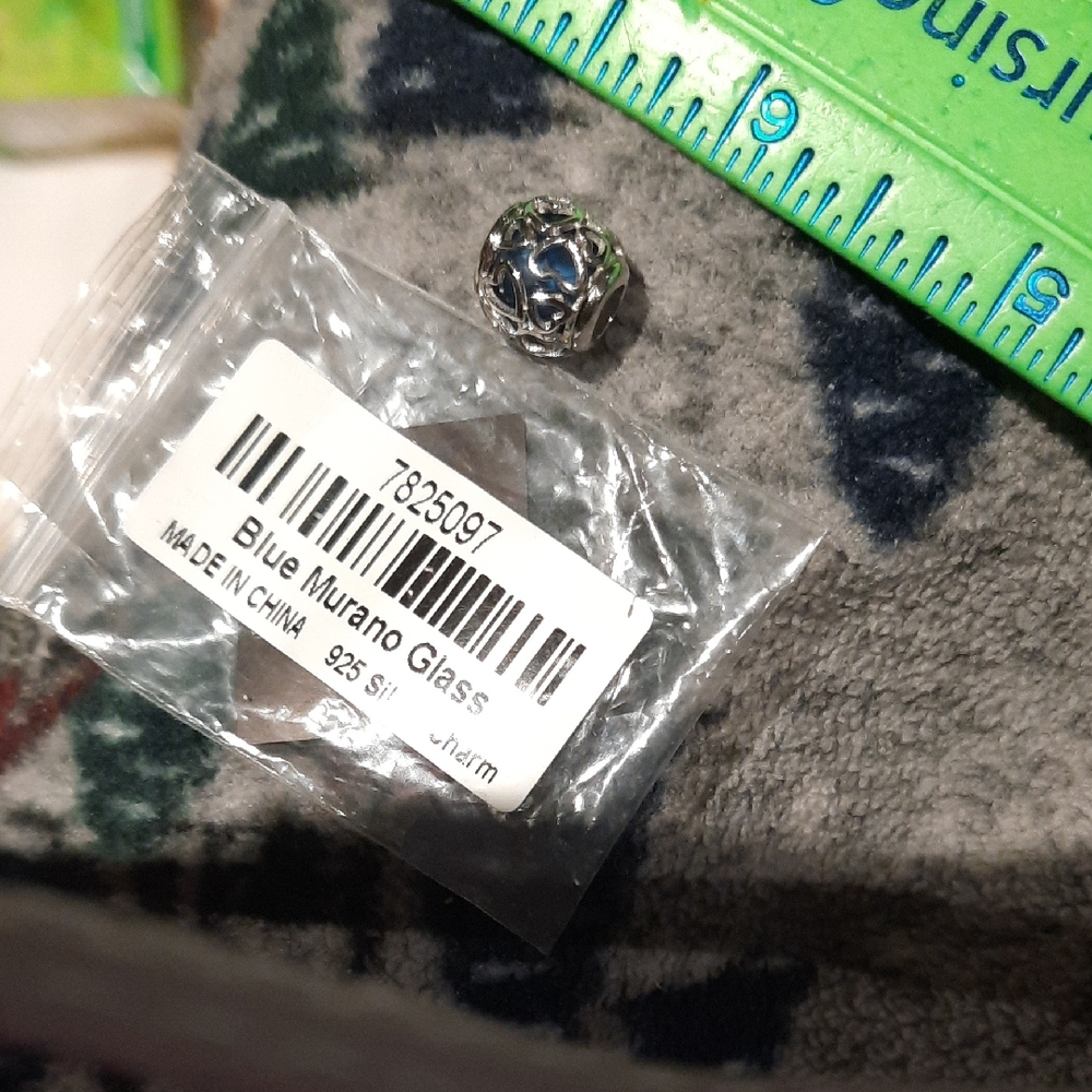 Genuine Sterling Silver Blue Murano Glass Charm For Your Pandorastyle Bracelet